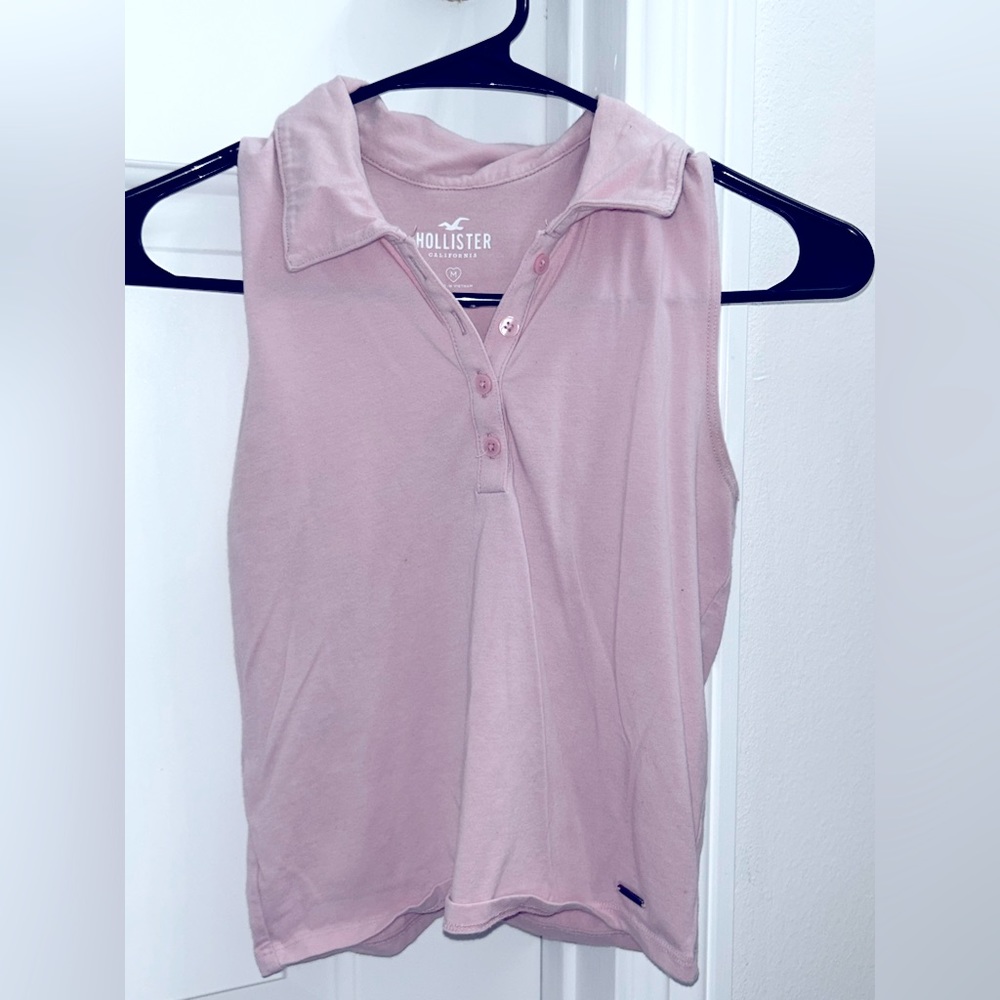 This is a pink sleeveless crop top